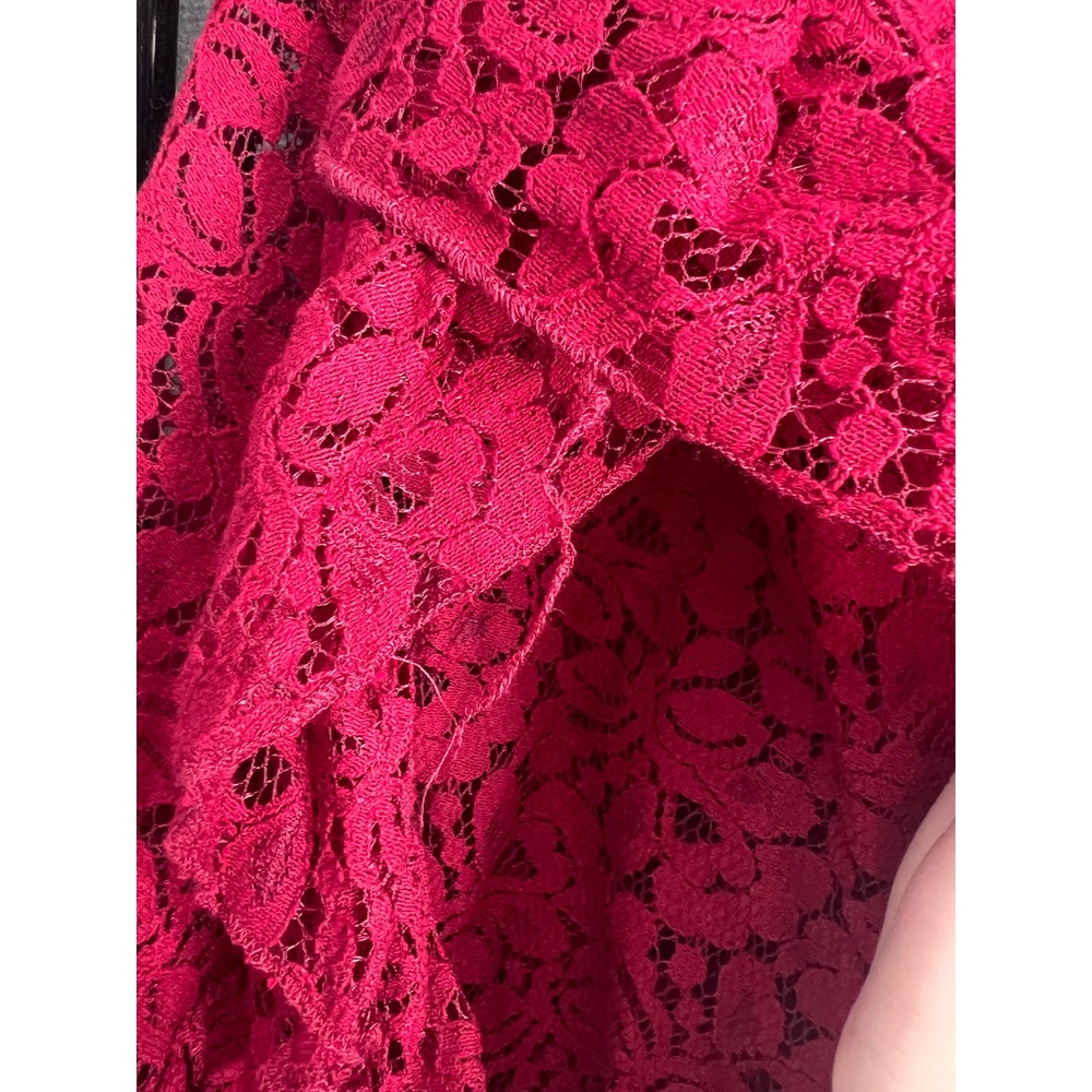Forgotten‎ Grace Red Floral Lace Peasant Top Bell Sleeve Off Shoulder Large - Picture 10 of 15